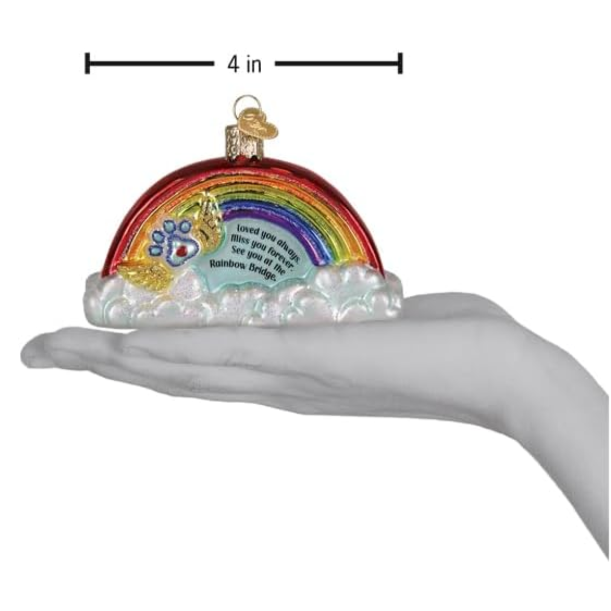 Old World Christmas Blown Glass Ornament for Tree, Pawprints on My Heart