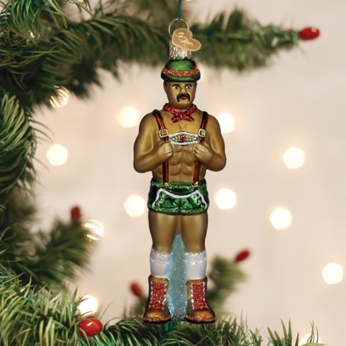 Old World Christmas Blown Glass Ornament for Tree, Prancer, Holly Jolly Hunk