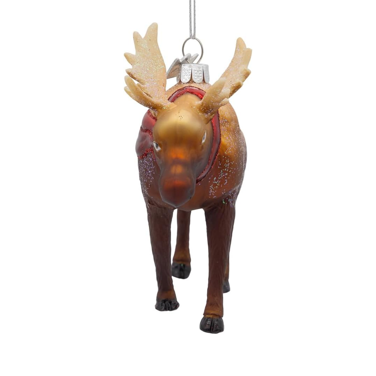 Kurt Adler Noble Gems Glass Ornament Collection, Moose with Scarf, 4in