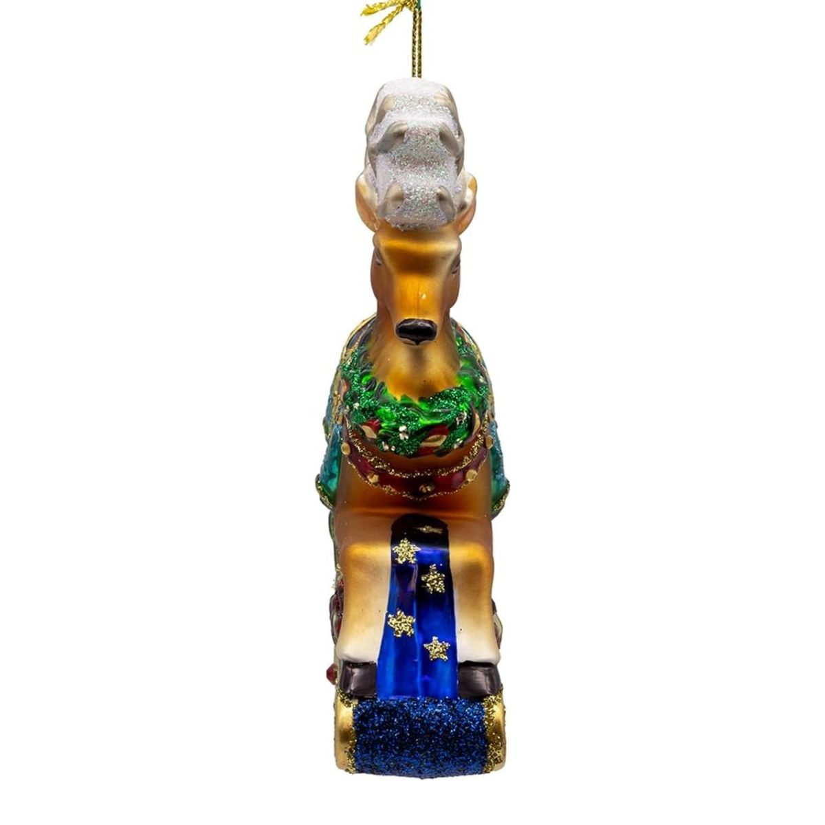 Kurt Adler Bellissimo Glass Rocking Deer Ornament, 5.5in