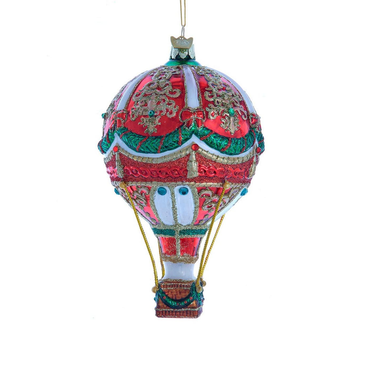 Kurt Adler Bellissimo Glass Hot Air Balloon Ornament, 7.5in