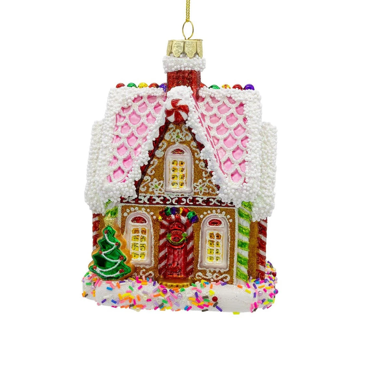 Kurt Adler Bellissimo Glass Gingerbread House Ornament, 6in