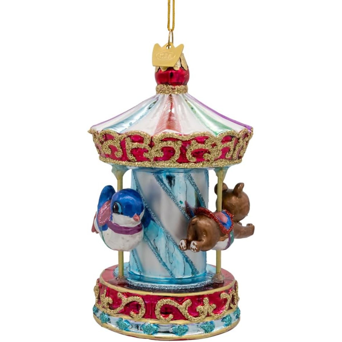 Kurt Adler Noble Gems Glass Kids Carousel Ornament, 5in