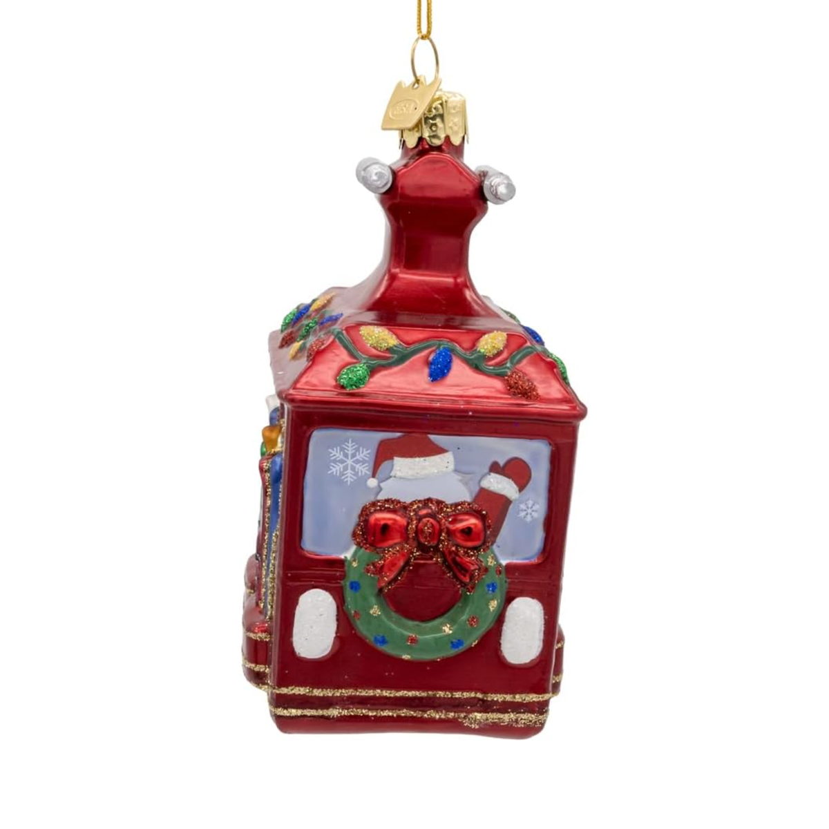 Kurt Adler Noble Gems Glass Santa Ski Gondola Ornament, 5in