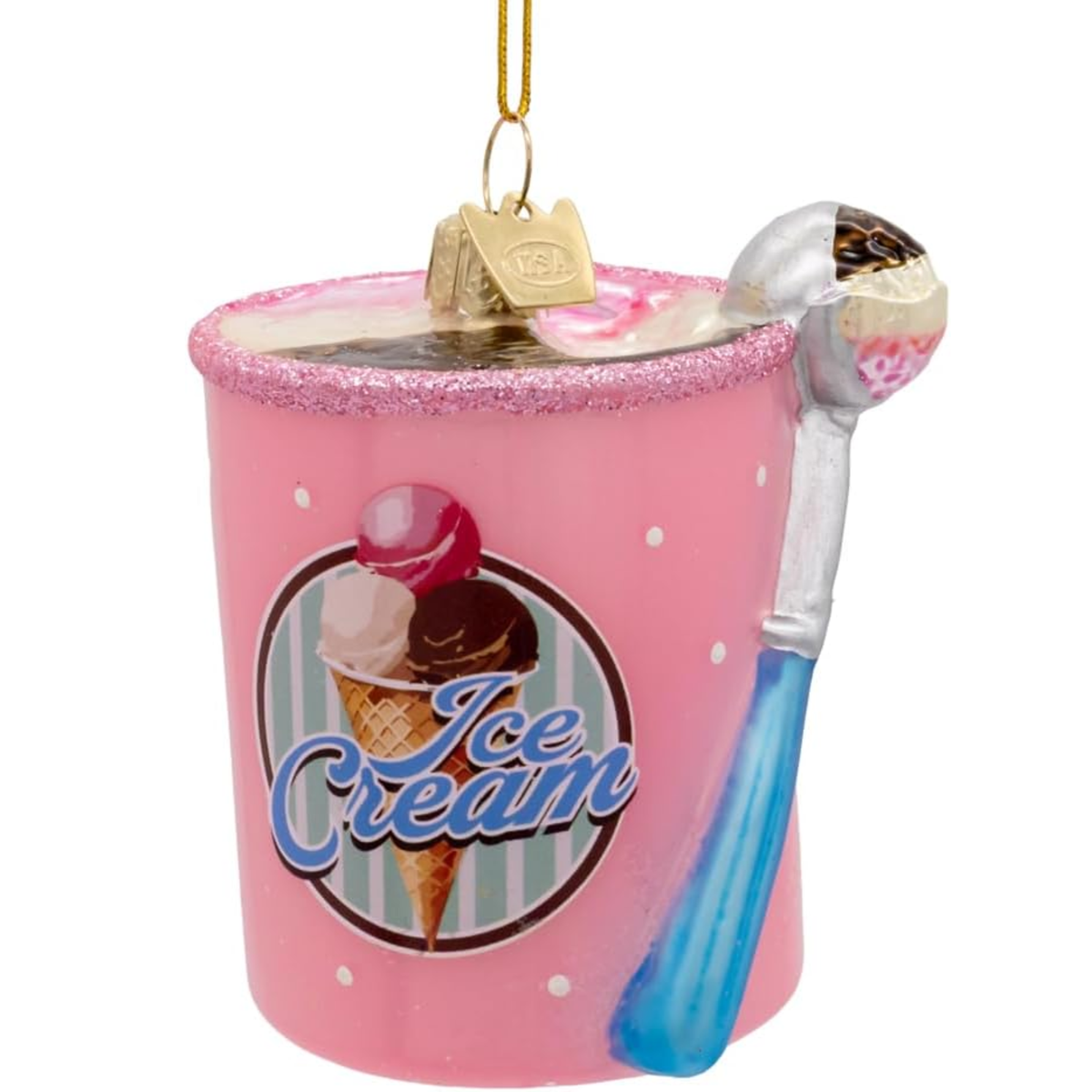 Kurt Adler Noble Gems Glass Ornament Collection, Ice Cream Carton, 3in