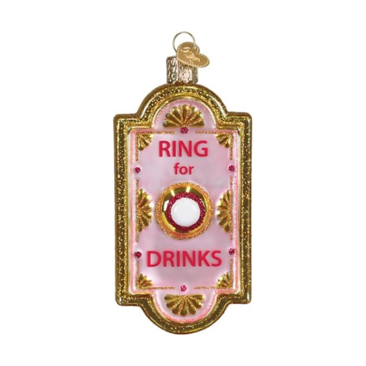 Old World Christmas Blown Glass Tree Ornament, Ring For Drinks Doorbell