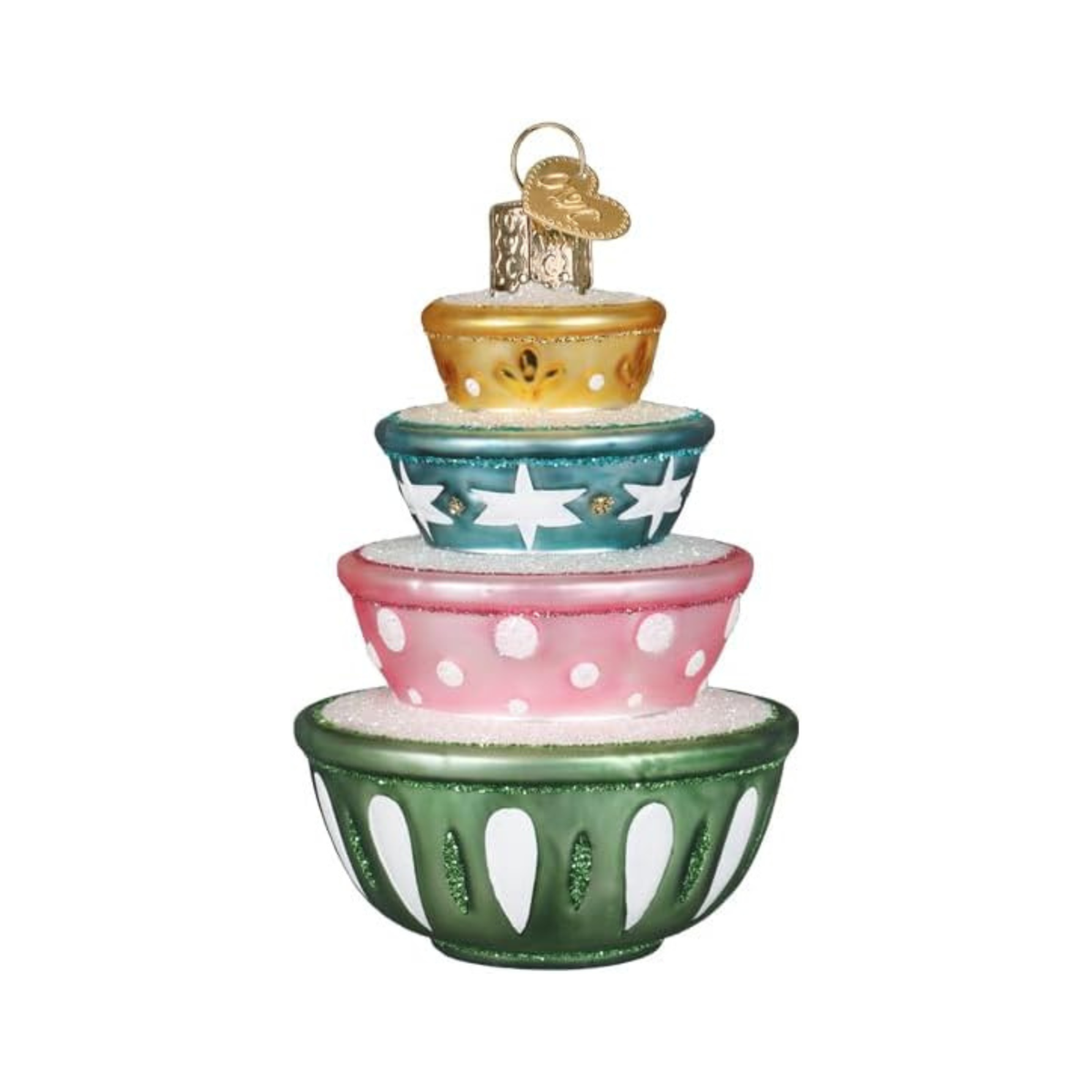 Old World Christmas Blown Glass Tree Ornament, Stacked Mixing Bowls
