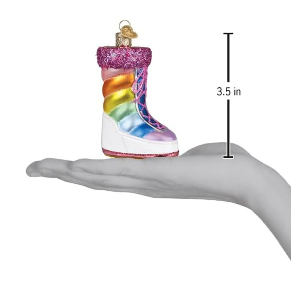 Old World Christmas Blown Glass Tree Ornament, Rainbow Snow Boot