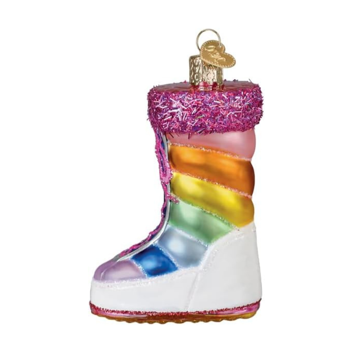 Old World Christmas Blown Glass Tree Ornament, Rainbow Snow Boot