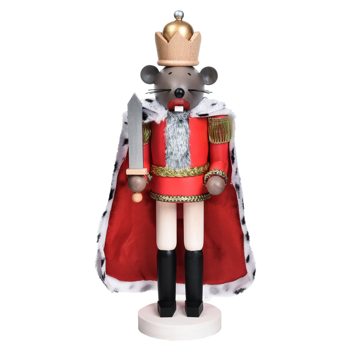 Garden Elements Black Forest Beech Wood Mouse King Nutcracker, 15in