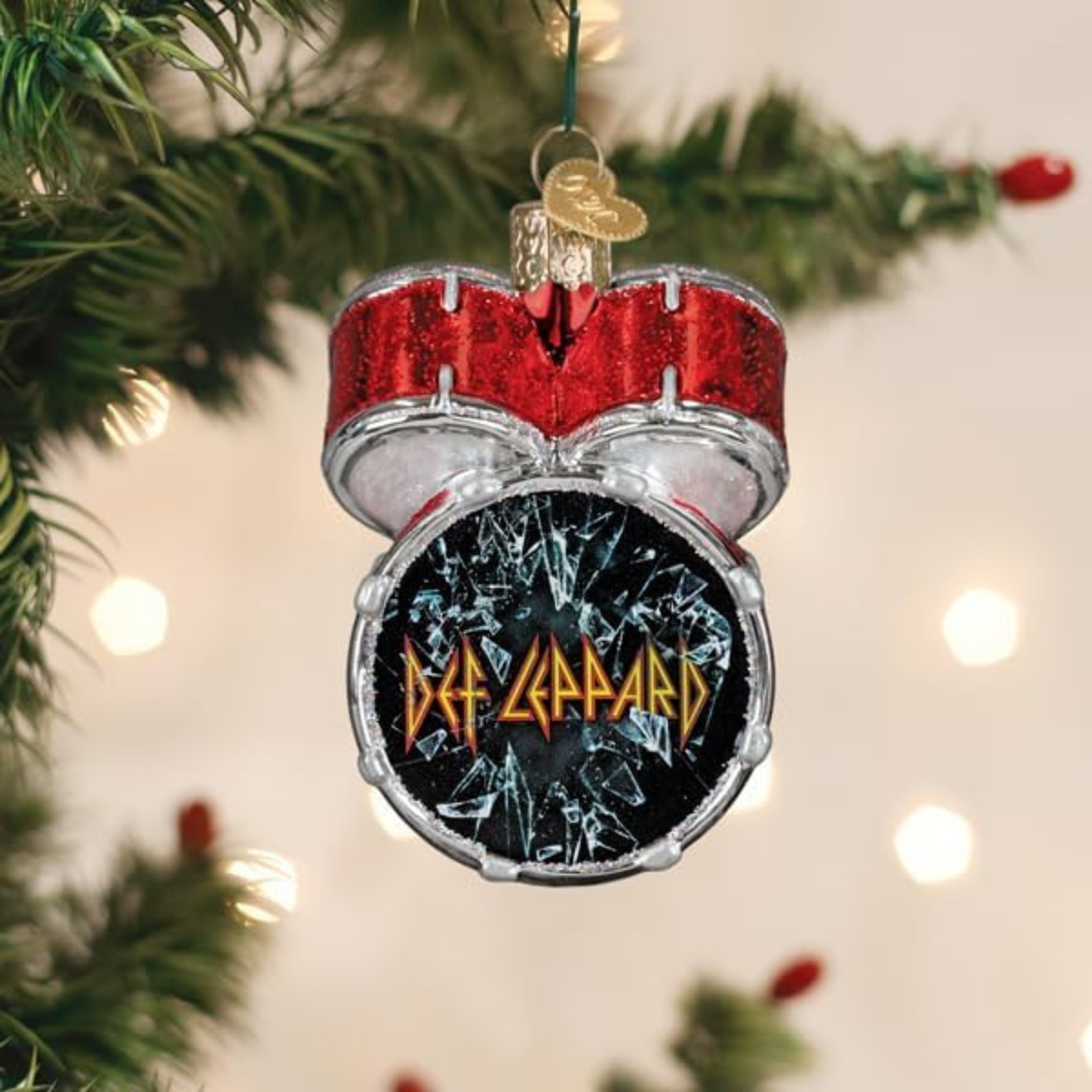 Old World Christmas Blown Glass Tree Ornament, Def Leppard Drum Set