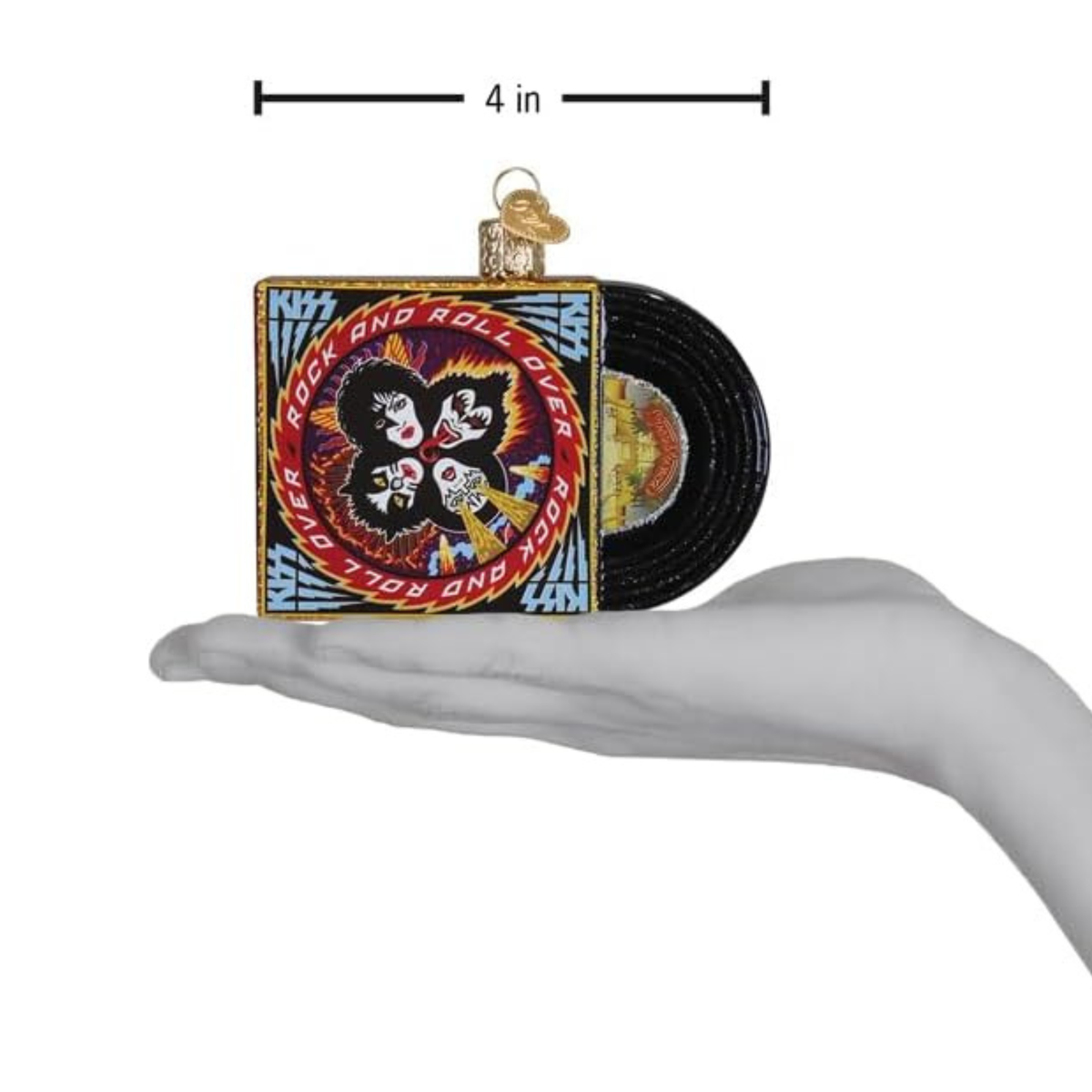 Old World Christmas Blown Glass Tree Ornament, Kiss Rock & Roll Over Album