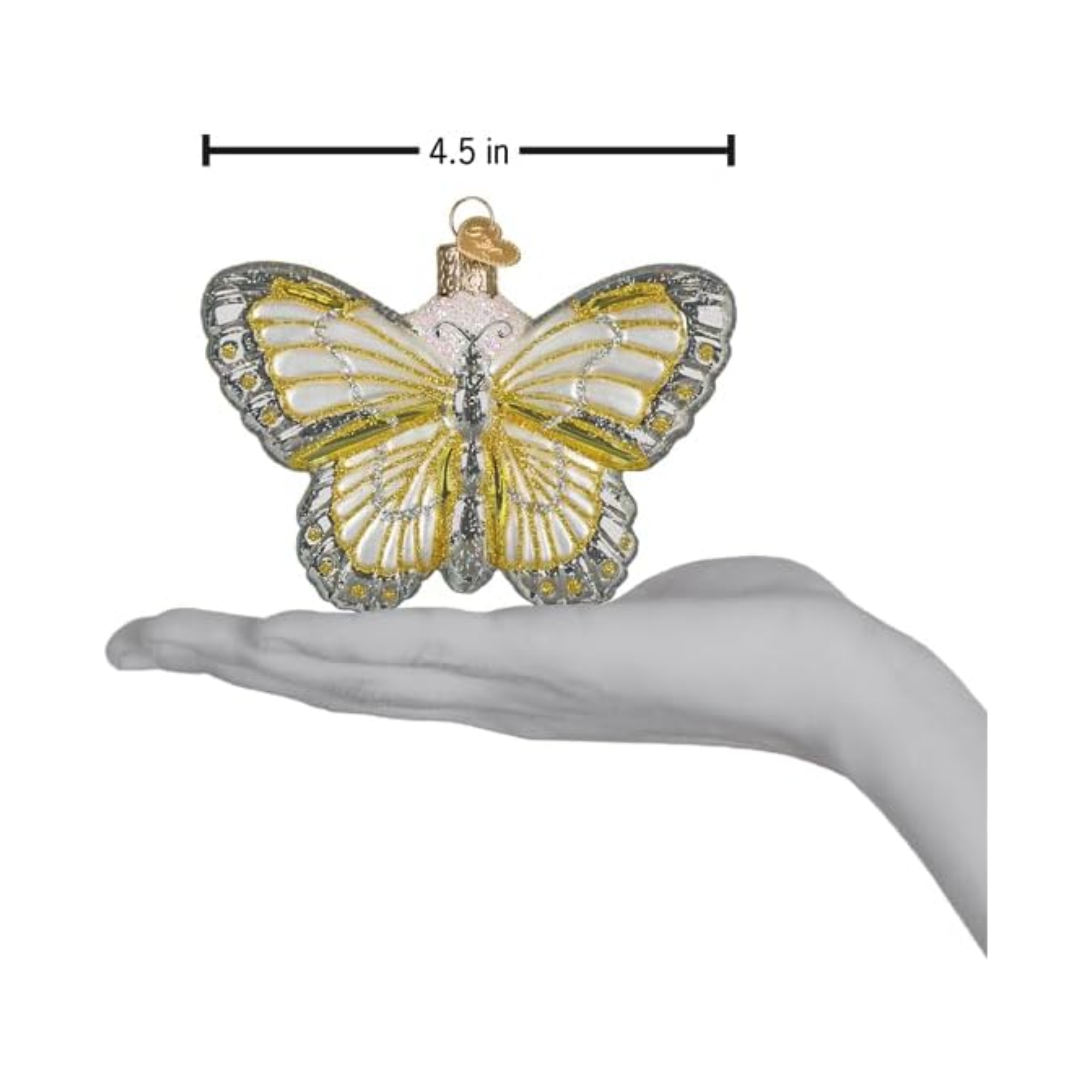 Old World Christmas Blown Glass Sterling Butterfly Ornament