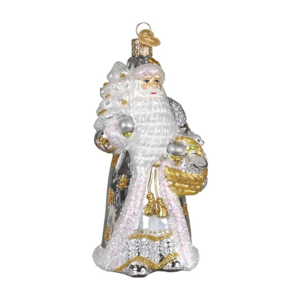 Old World Christmas Blown Glass Tree Ornament, Sterling Santa
