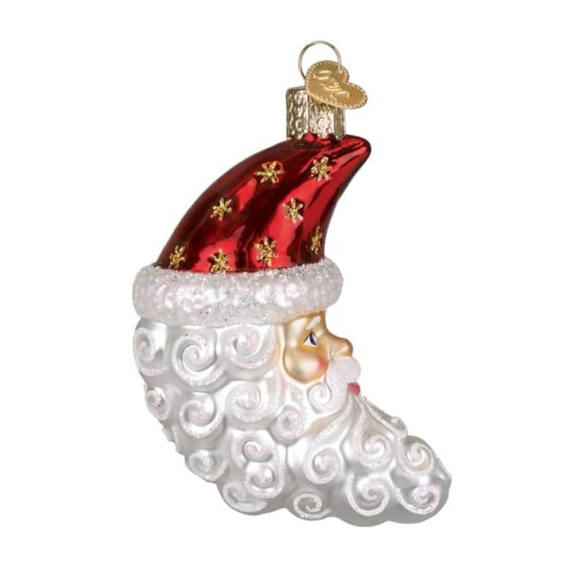Old World Christmas Blown Glass Tree Ornament, Santa Moon Face