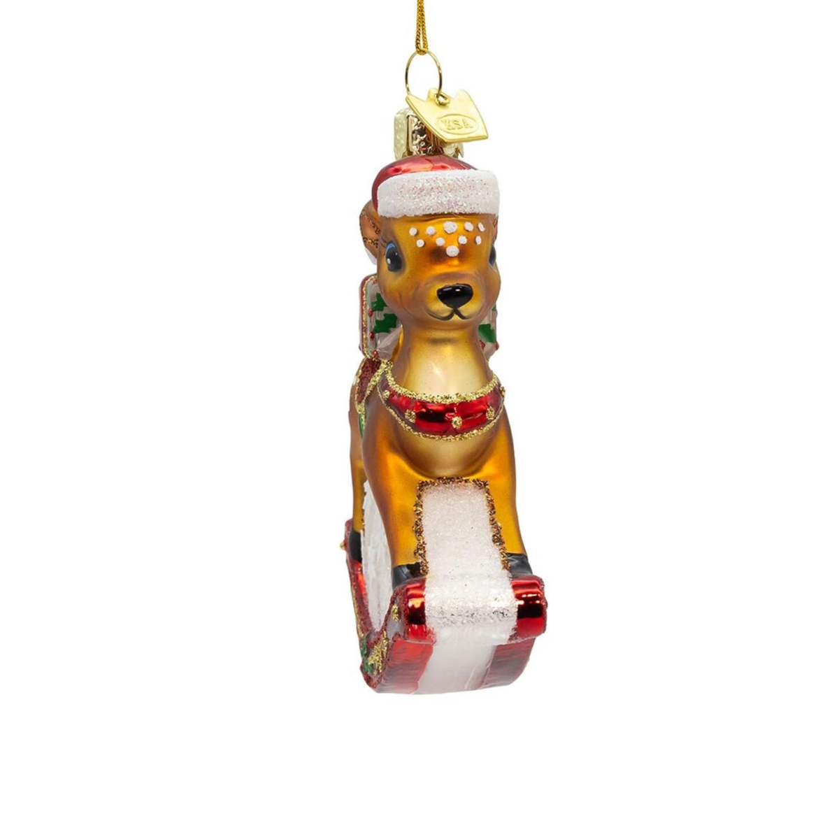 Kurt Adler Noble Gems Glass Ornament Collection, Rocking Deer, 4.3in