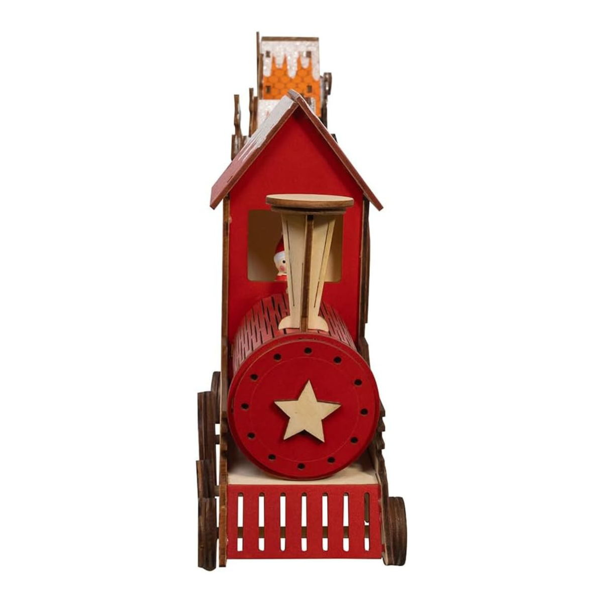 Kurt Adler Battery-Operated LED Train with Santa & Home Scene, 22in