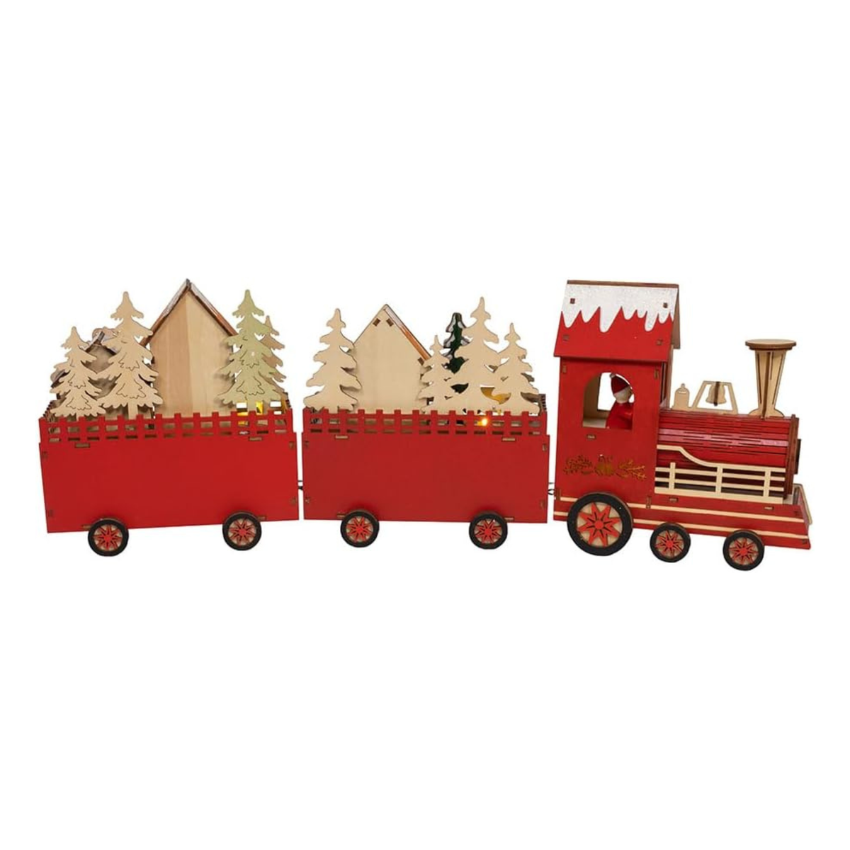 Kurt Adler Battery-Operated LED Train with Santa & Home Scene, 22in