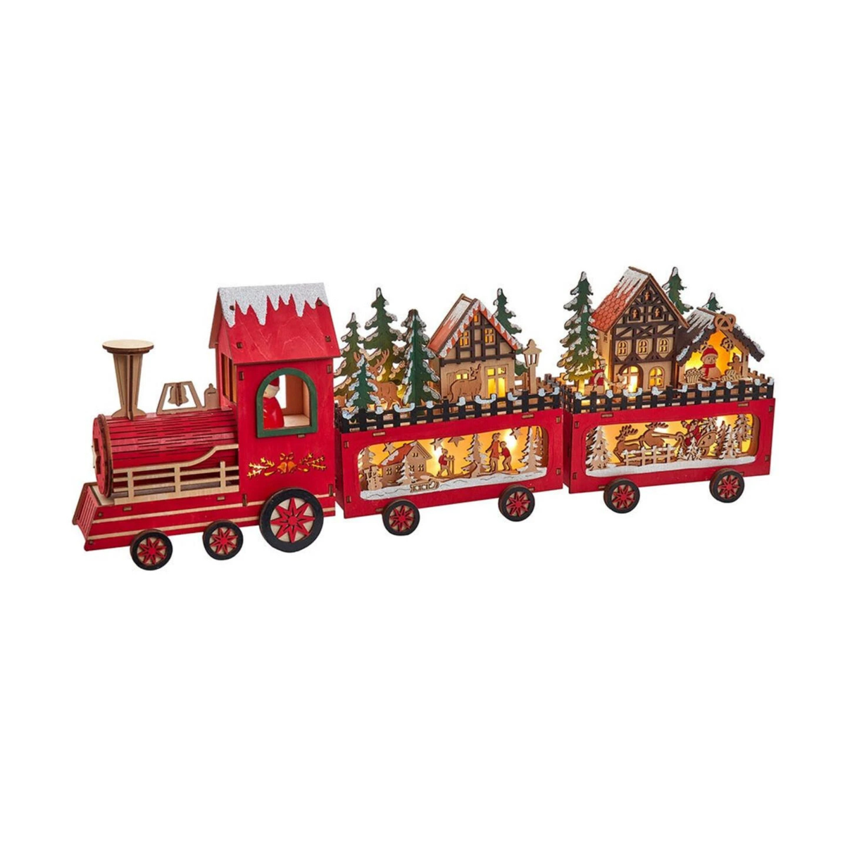Kurt Adler Battery-Operated LED Train with Santa & Home Scene, 22in