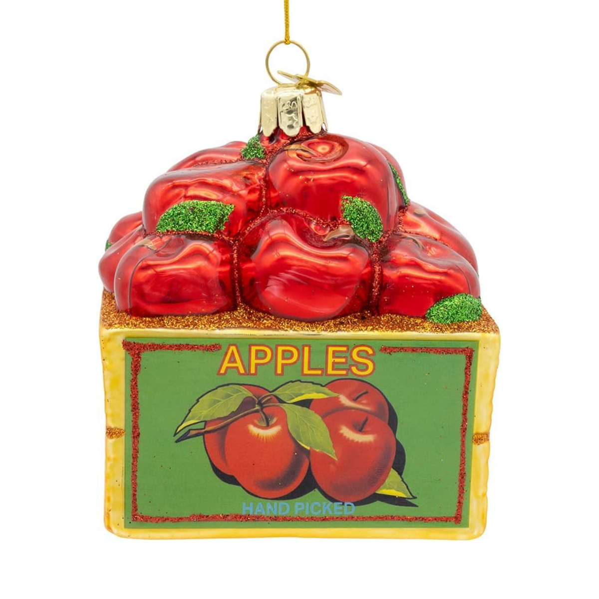 Kurt Adler Noble Gems Glass Ornament Collection, Apple Box, 3.5in