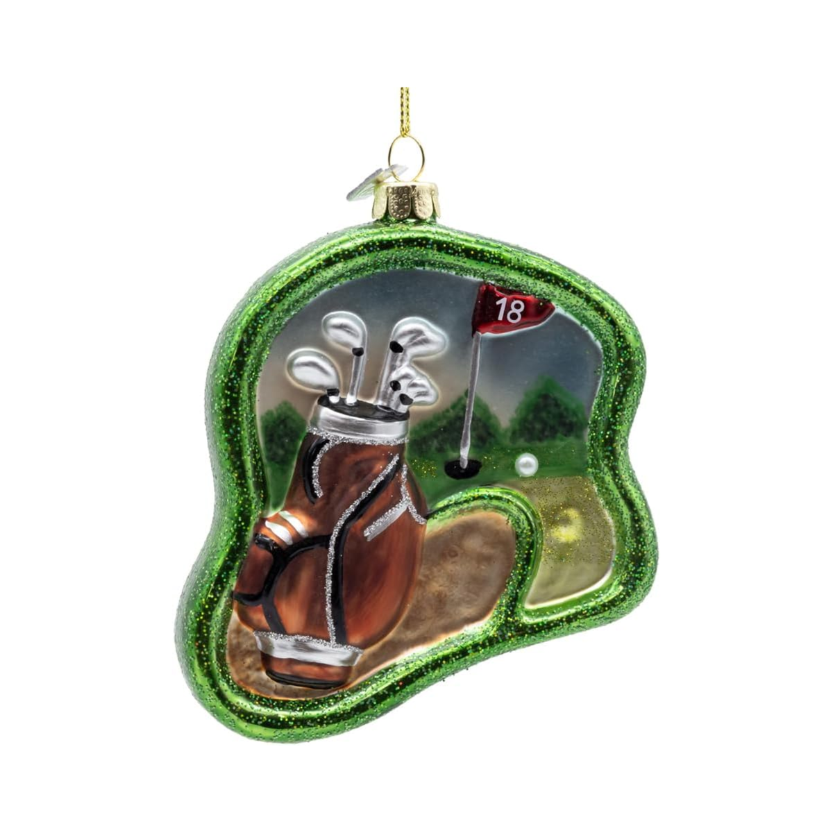 Kurt Adler Noble Gems Glass Ornament for Christmas Tree, Golf Scene