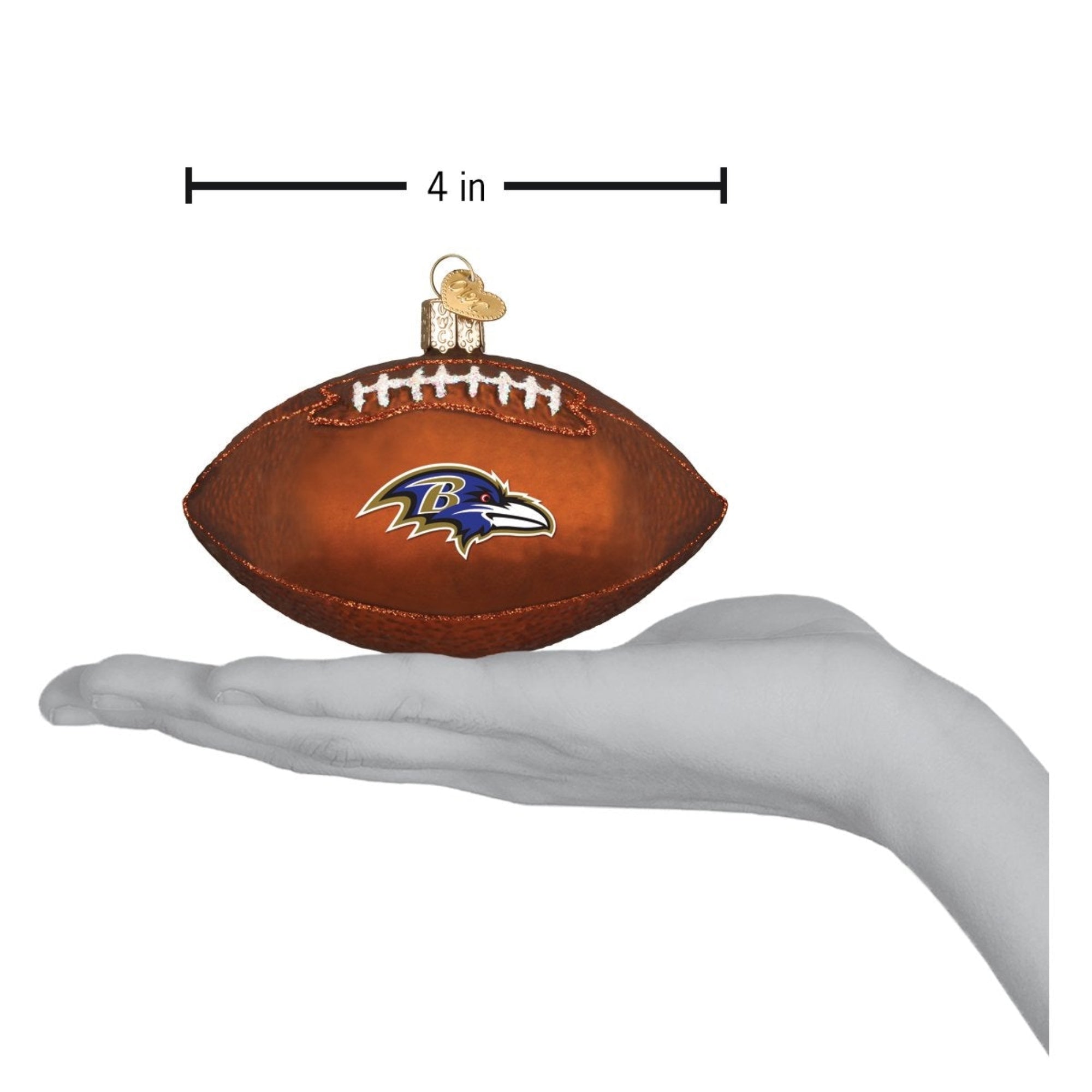 Old World Blown Glass Christmas Ornament, Baltimore Raven Football