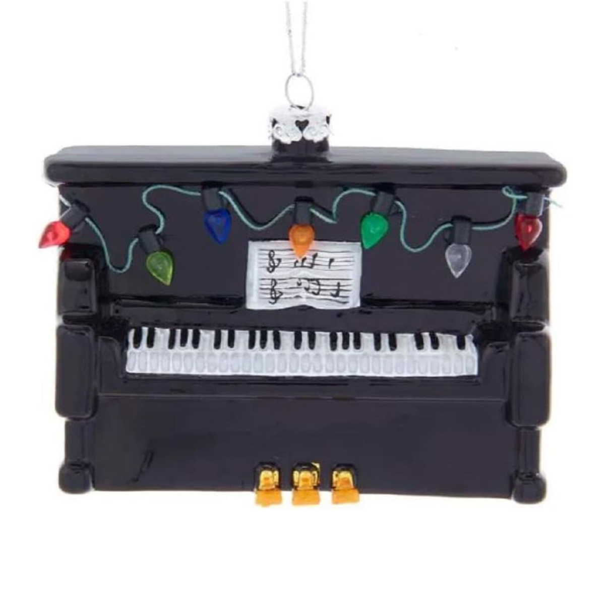 Kurt Adler Noble Gems Glass Upright Piano Ornament, 5in
