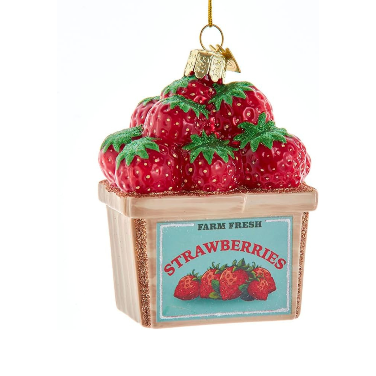Kurt Adler Noble Gems Glass Ornament Collection, Strawberry Box, 3in