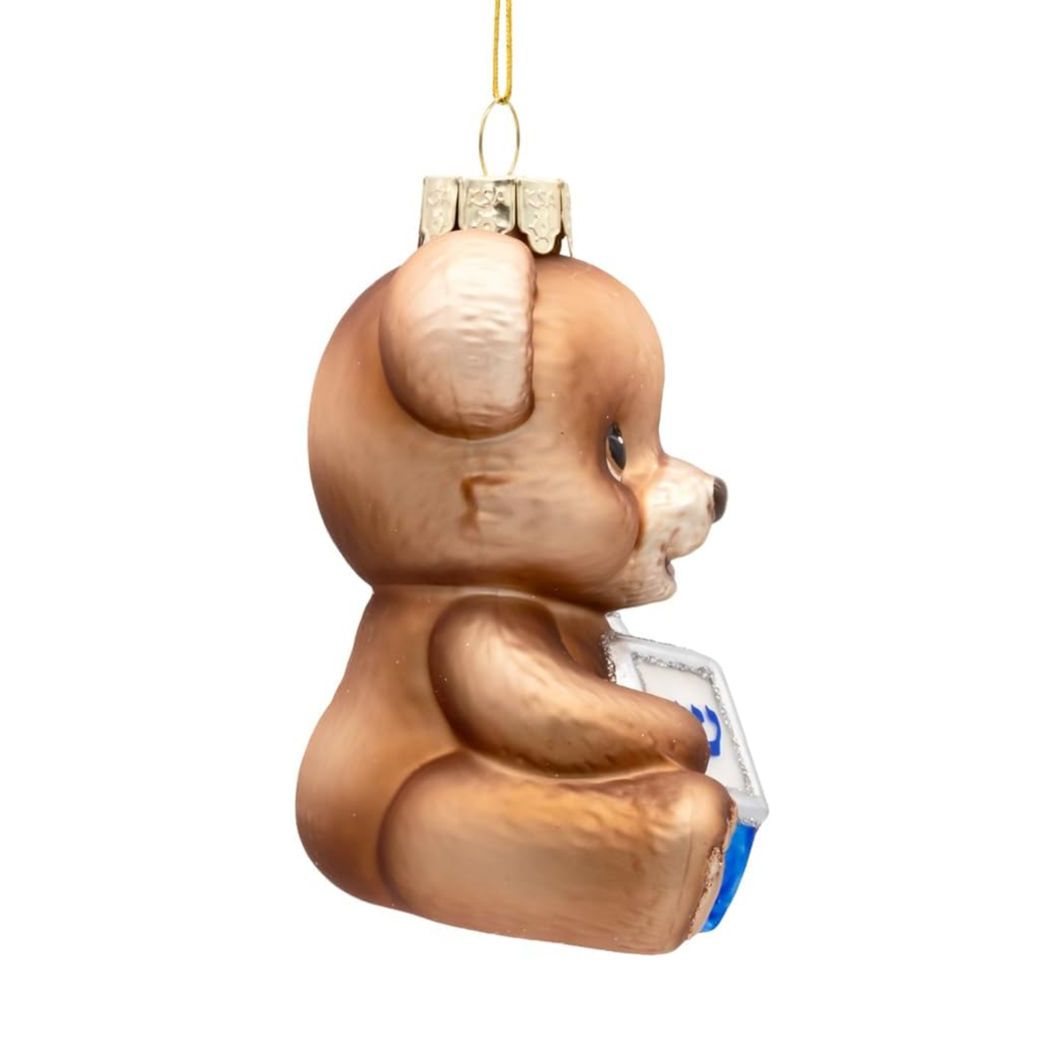 Kurt Adler Noble Gems Glass Ornament Collection, Hanukkah Teddy Bear, 4in
