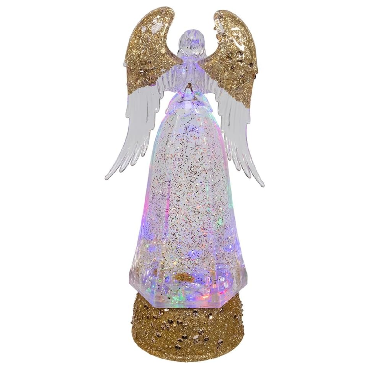 Kurt Adler Battery Operated LED Lighted Swirling Glitter Angel, 10in