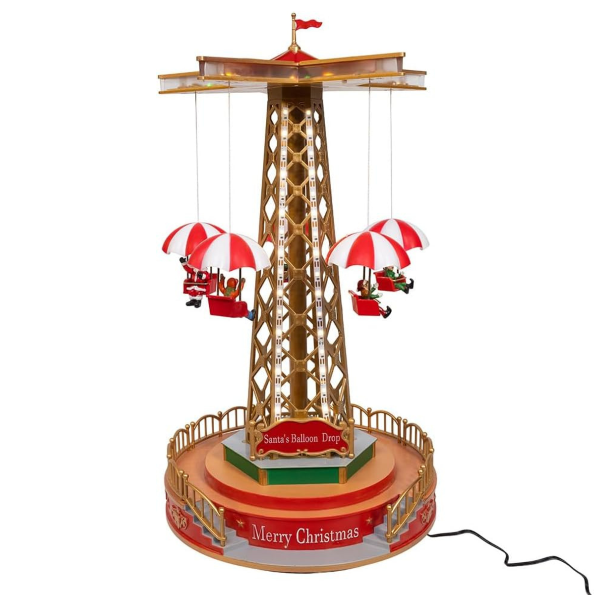 Kurt Adler LED Lighted Musical Santa Balloon Drop Table Piece