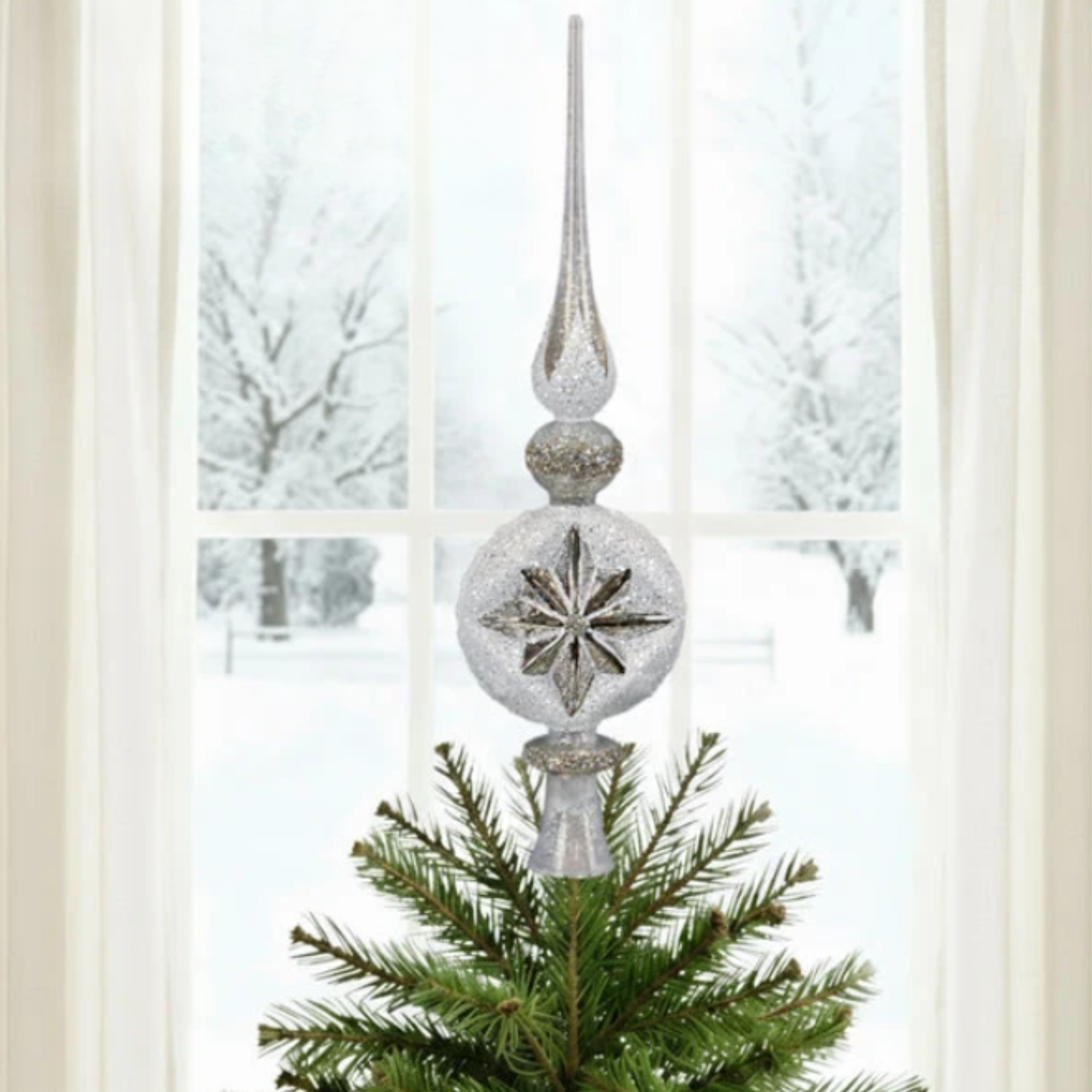 Old World Christmas Tree Topper Collection, Retro Silver Frost