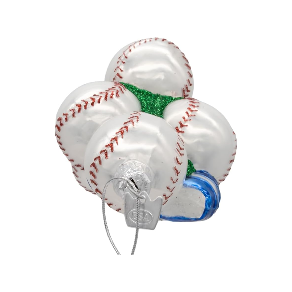 Kurt Adler Noble Gems Glass Ornament for Christmas Tree, Baseball with Shoes