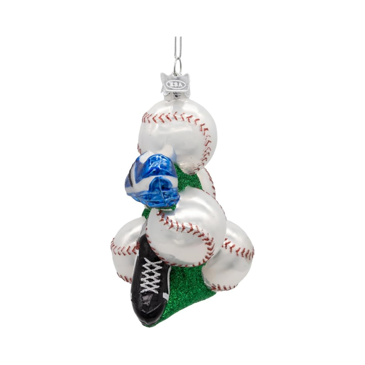 Kurt Adler Noble Gems Glass Ornament for Christmas Tree, Baseball with Shoes