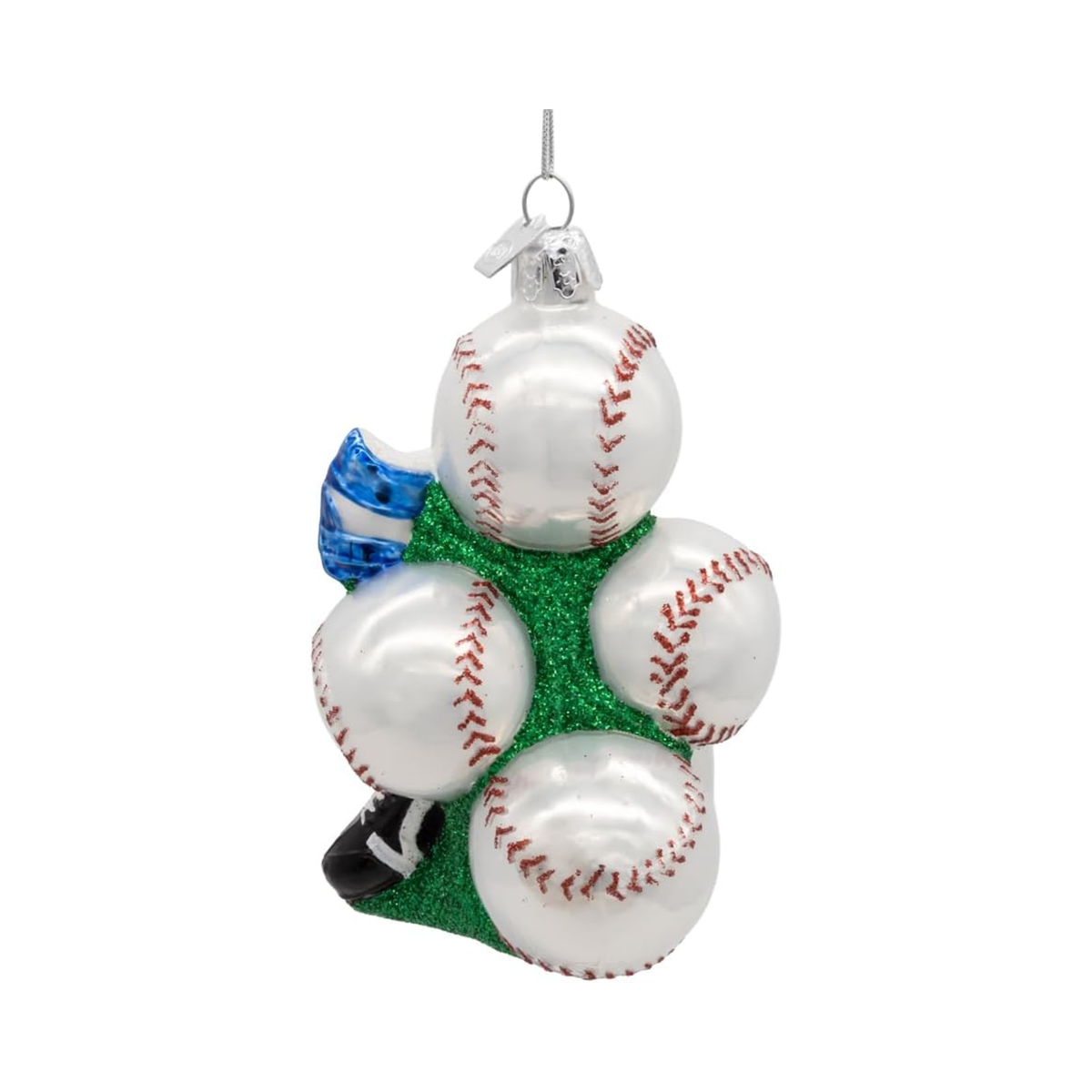 Kurt Adler Noble Gems Glass Ornament for Christmas Tree, Baseball with Shoes