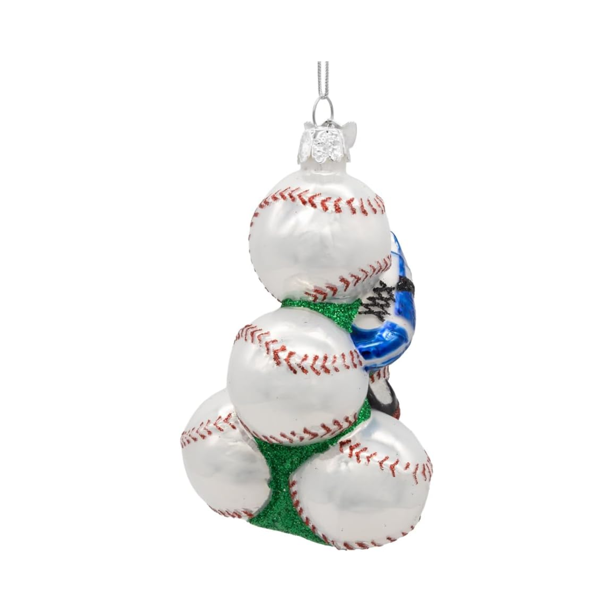 Kurt Adler Noble Gems Glass Ornament for Christmas Tree, Baseball with Shoes