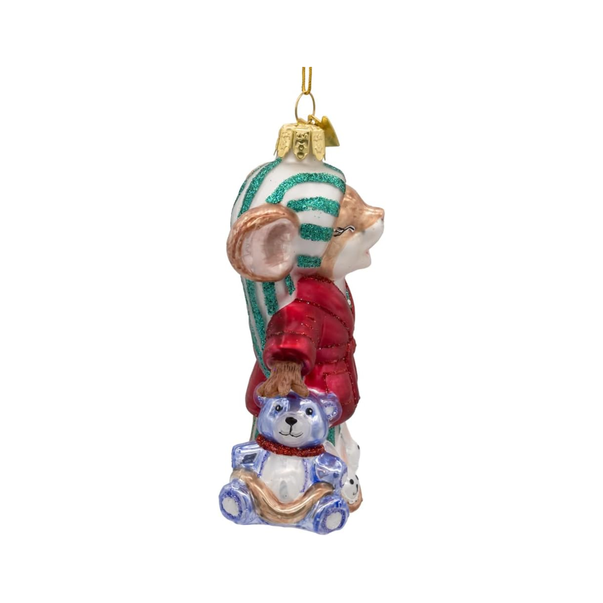Kurt Adler Noble Gems Glass Ornament Collection, Sleepy Mouse, 3.1in