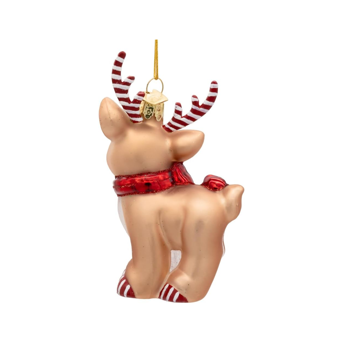 Kurt Adler Noble Gems Glass Ornament Collection, Deer w/ Candy Cane Antlers