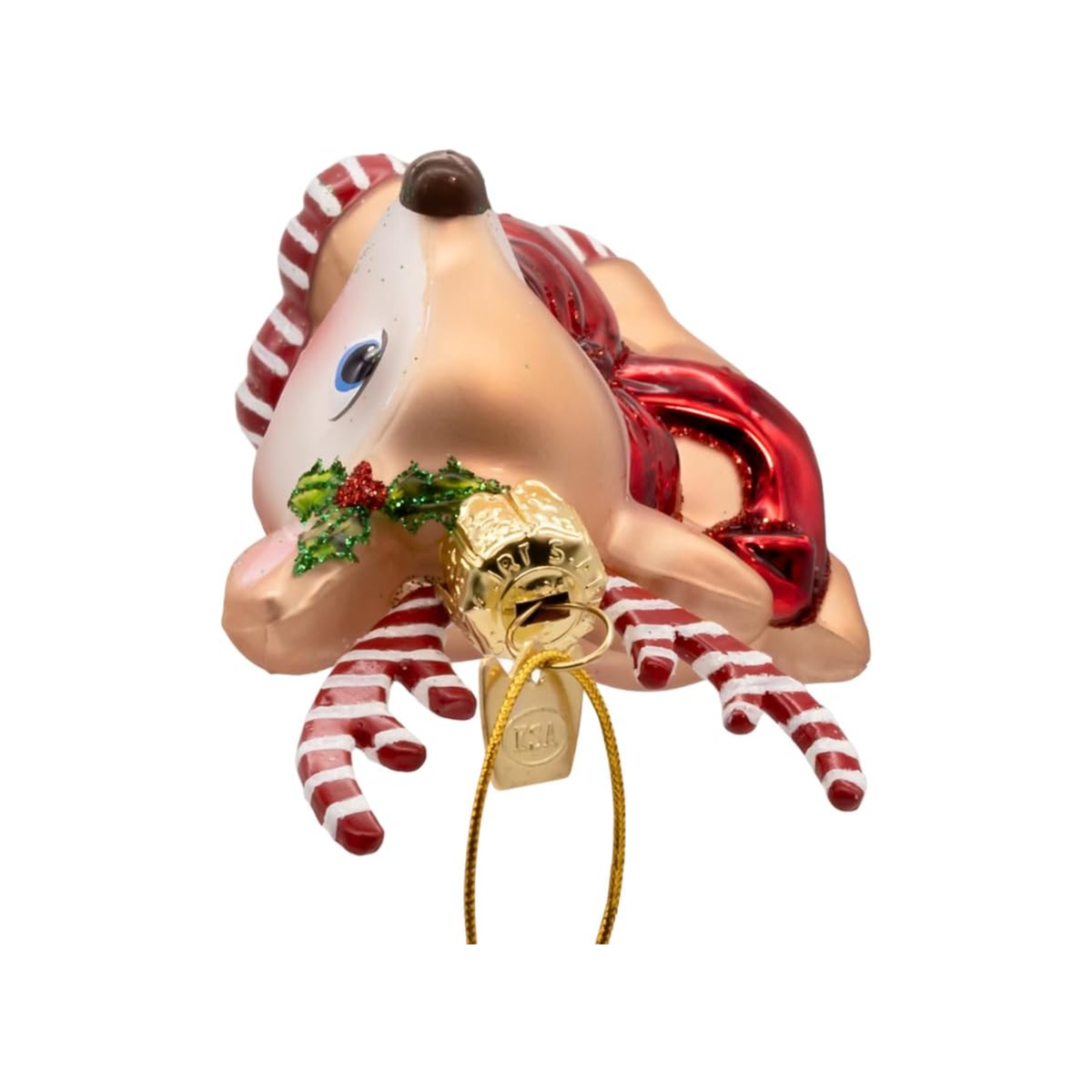 Kurt Adler Noble Gems Glass Ornament Collection, Deer w/ Candy Cane Antlers