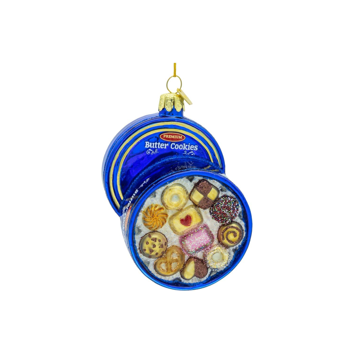 Kurt Adler Noble Gems Glass Ornament Collection, Butter Cookie Tin