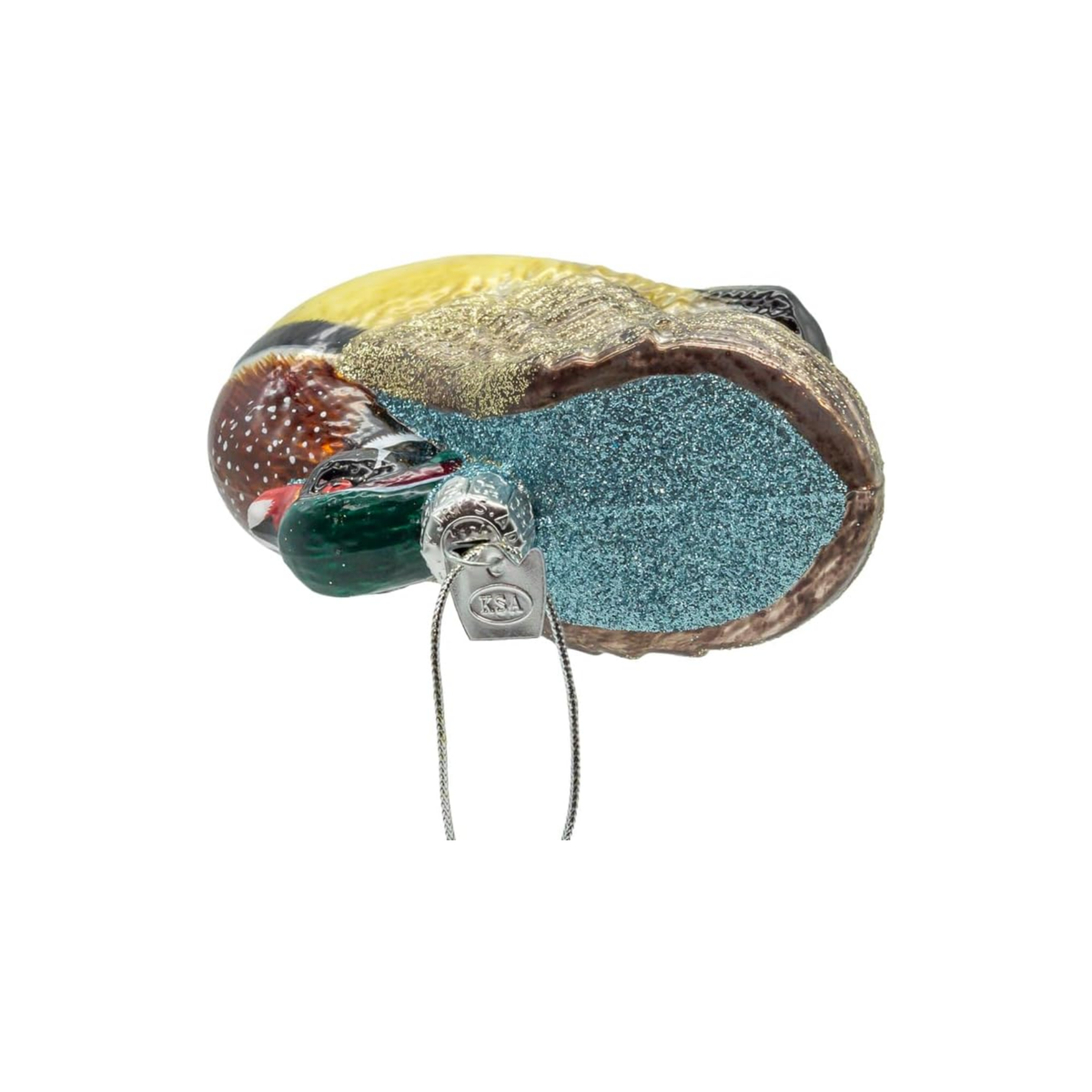 Kurt Adler Noble Gems Glass Ornament for Christmas Tree, Wood Duck