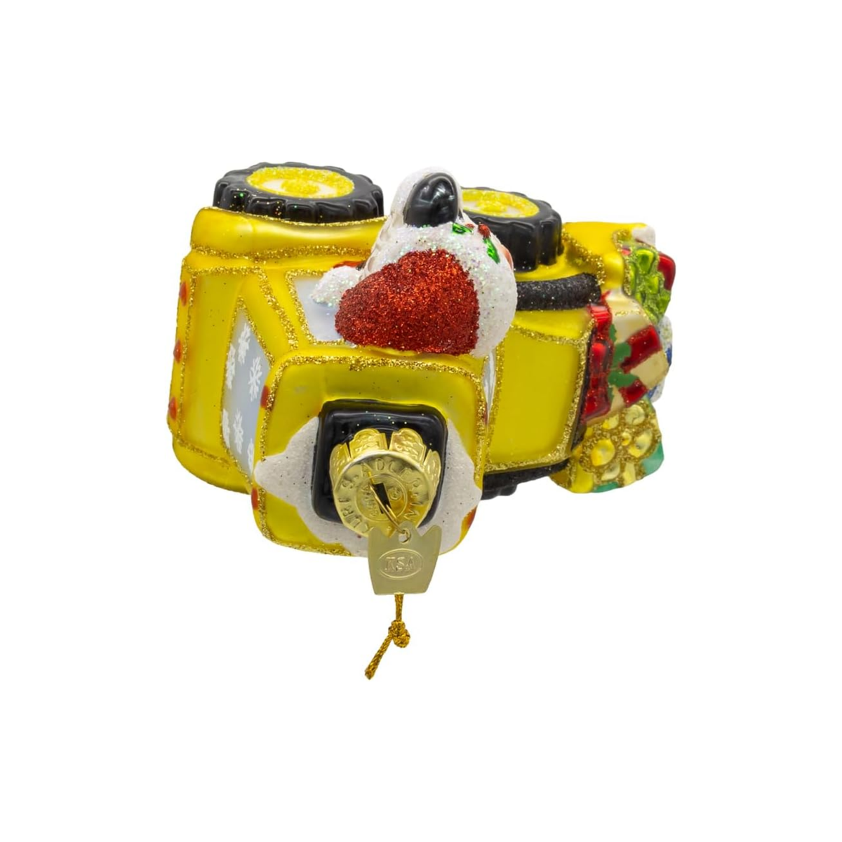 Kurt Adler Noble Gems Glass Ornament Collection, Santa in a Bulldozer