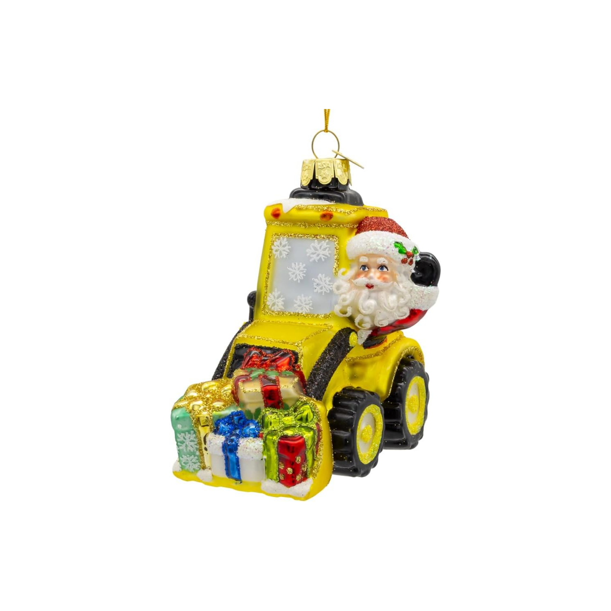 Kurt Adler Noble Gems Glass Ornament Collection, Santa in a Bulldozer