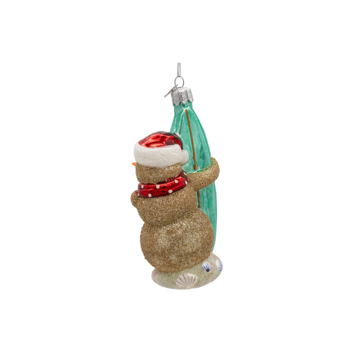 Kurt Adler Noble Gems Glass Ornament Collection, Surfing Beach Snowman