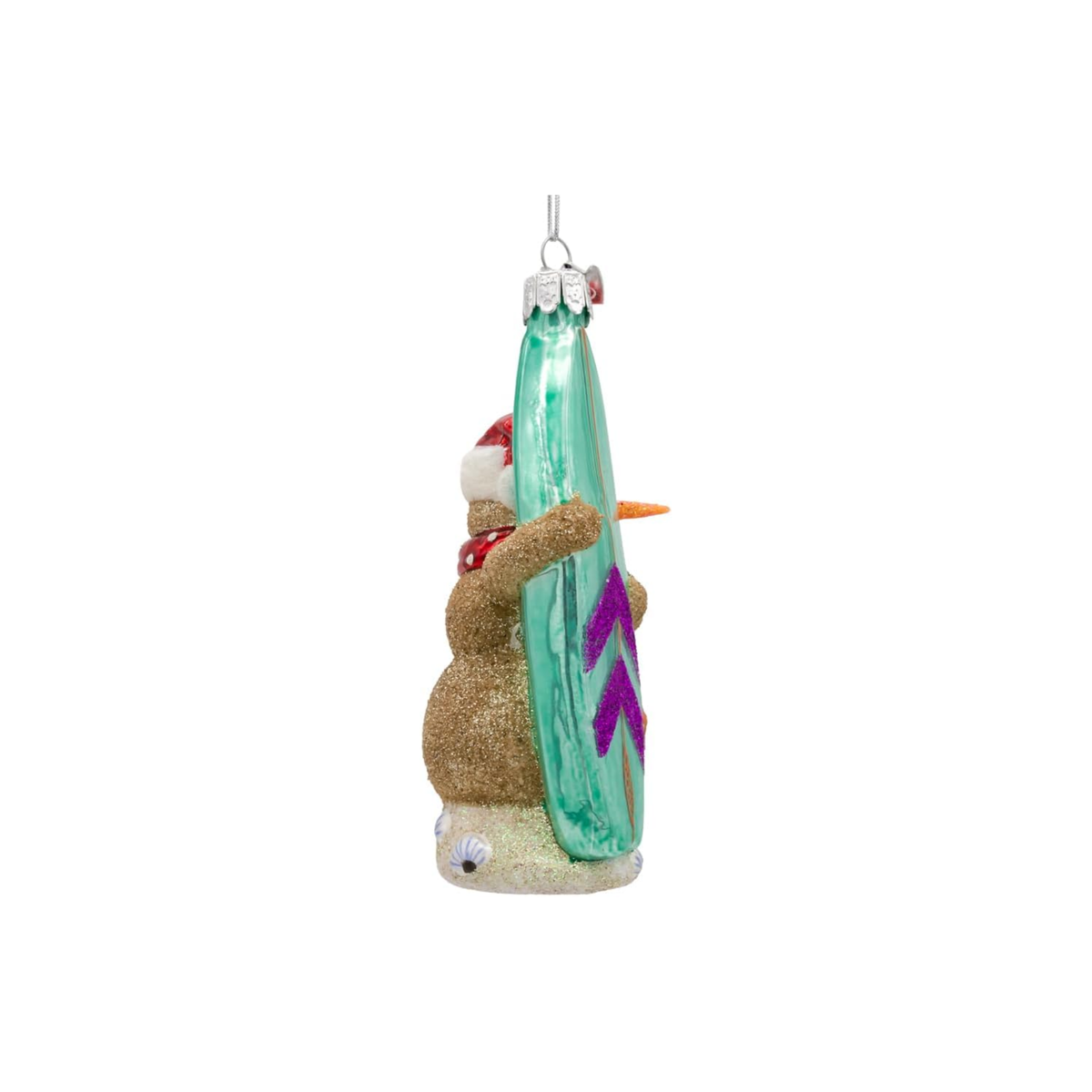 Kurt Adler Noble Gems Glass Ornament Collection, Surfing Beach Snowman