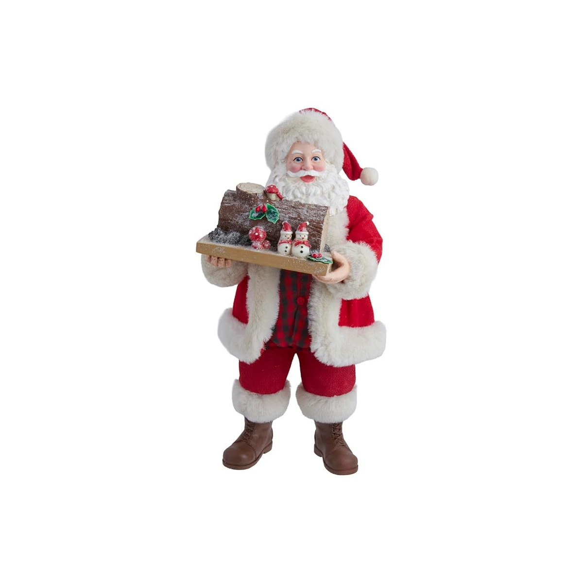 Kurt Adler Fabriche Figurine Collection, Santa with Yule Log Cake, 11.5in