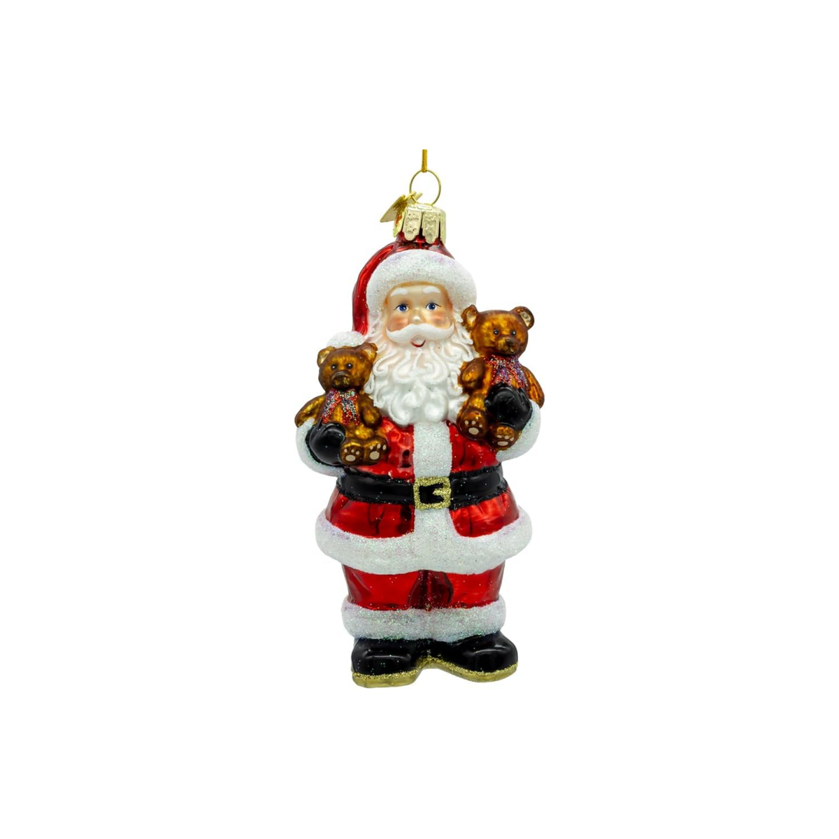 Kurt Adler Noble Gems Glass Ornament Collection, Santa Holding Teddy Bears