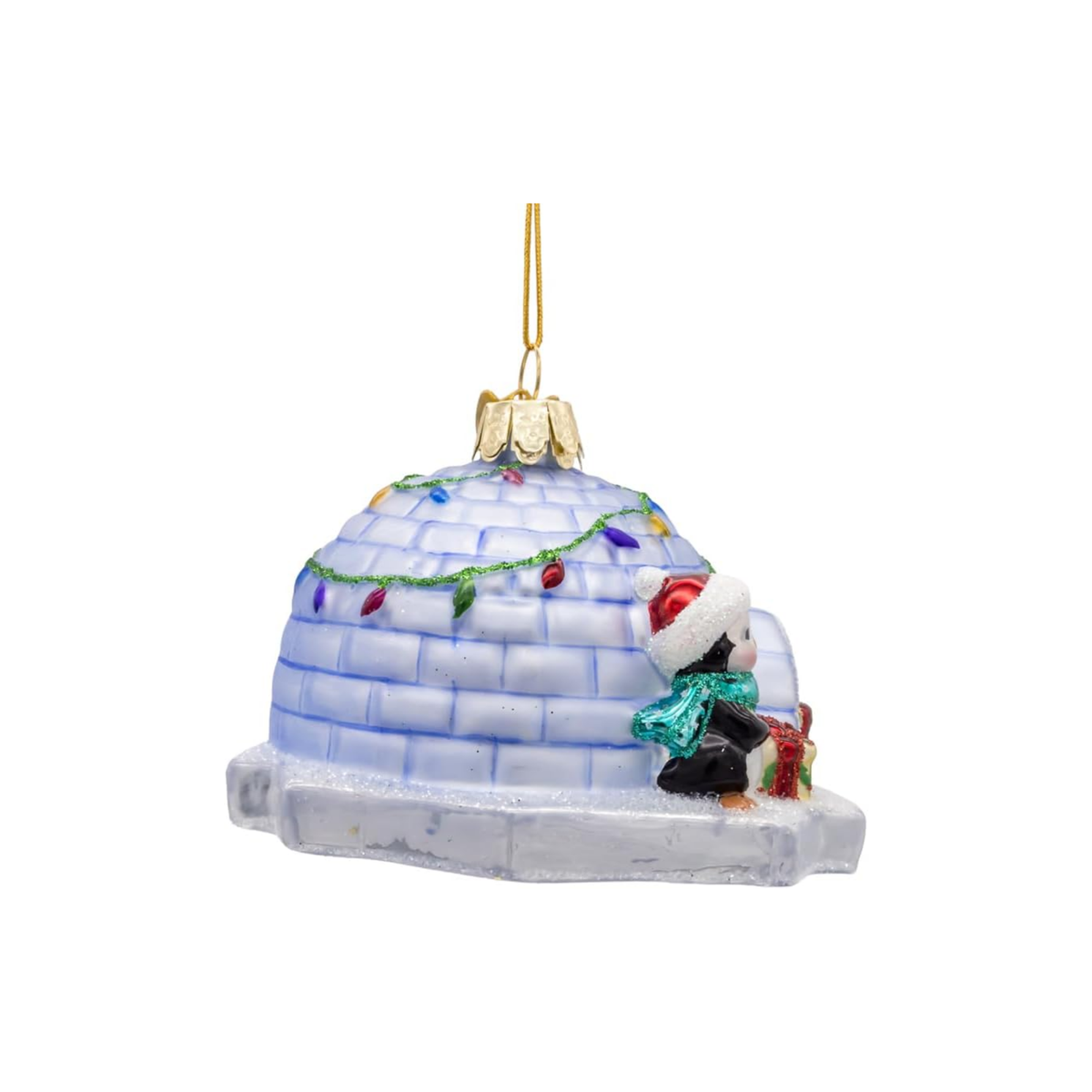Kurt Adler Noble Gems Glass Ornament Collection, Penguins inside Igloo