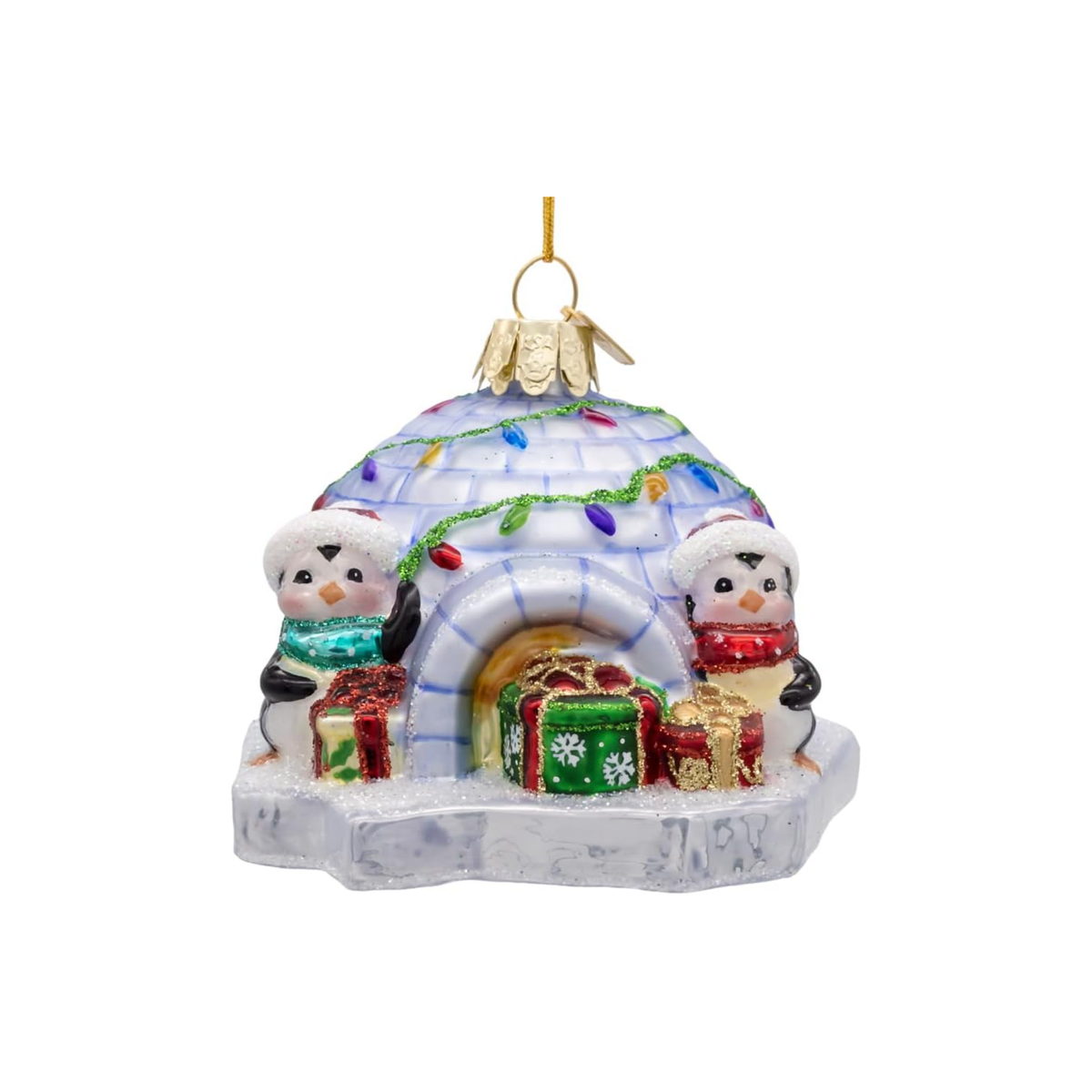 Kurt Adler Noble Gems Glass Ornament Collection, Penguins inside Igloo