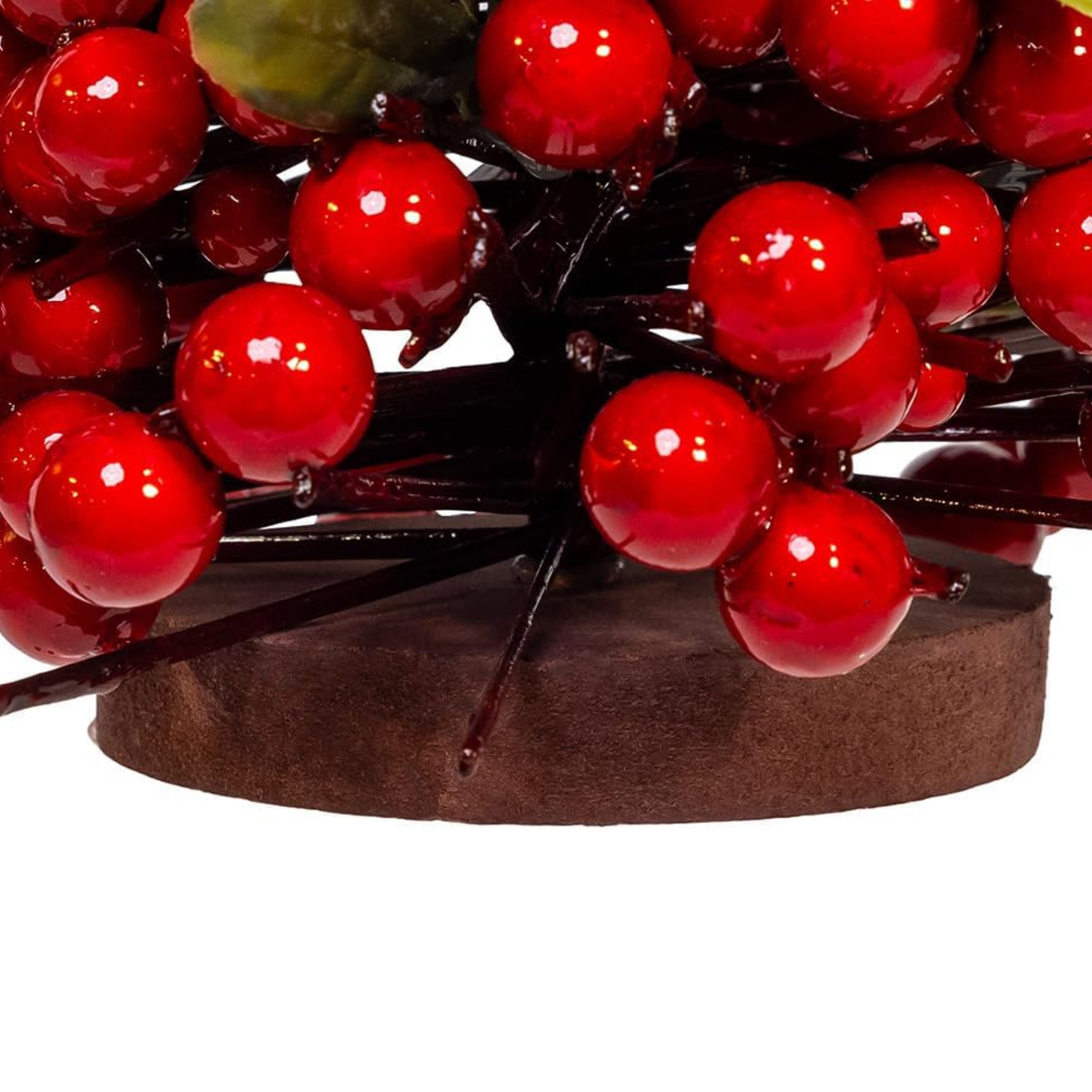 Kurt Adler Christmas Tabletop Figurine, Red Berry Tree, 11.8in